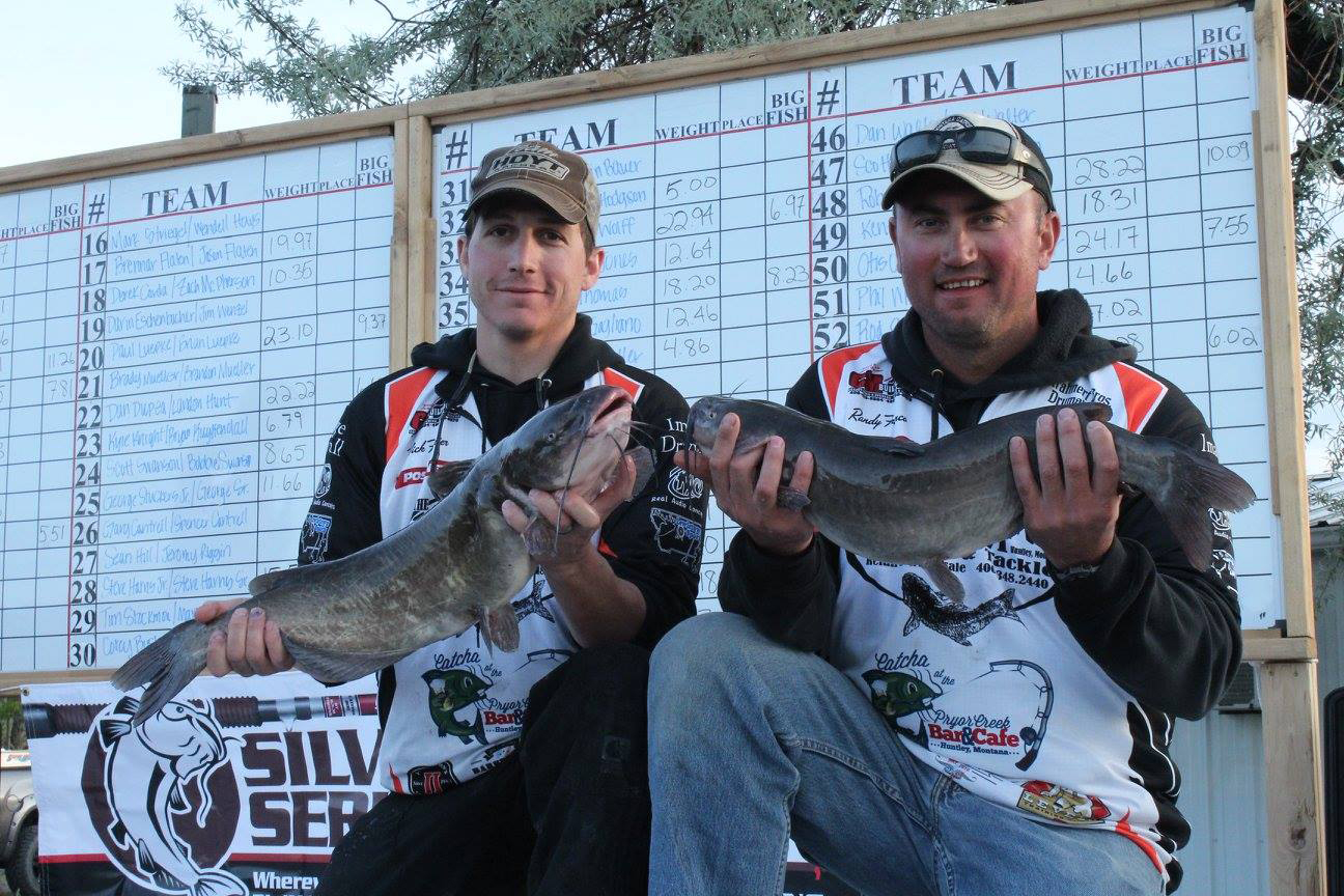 Randy Franco, Left, and Nicholas Fortier, Right, both of Billings , showing off hitter winnings catfish that were caught during the Yellowstone Challenge. (courtesy photo)