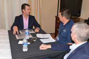 Donald Trump Jr., left, Publisher Jonathan McNiven, middle, and State Auditor Matt Rosendale, right, meet in exclusive interview on Friday June 22 in Billings. (Yellowstone County News Photo)