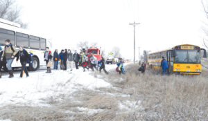 Loaded school bus goes off road