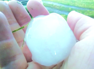 Hailstones, much larger than golf balls, hammered the area.