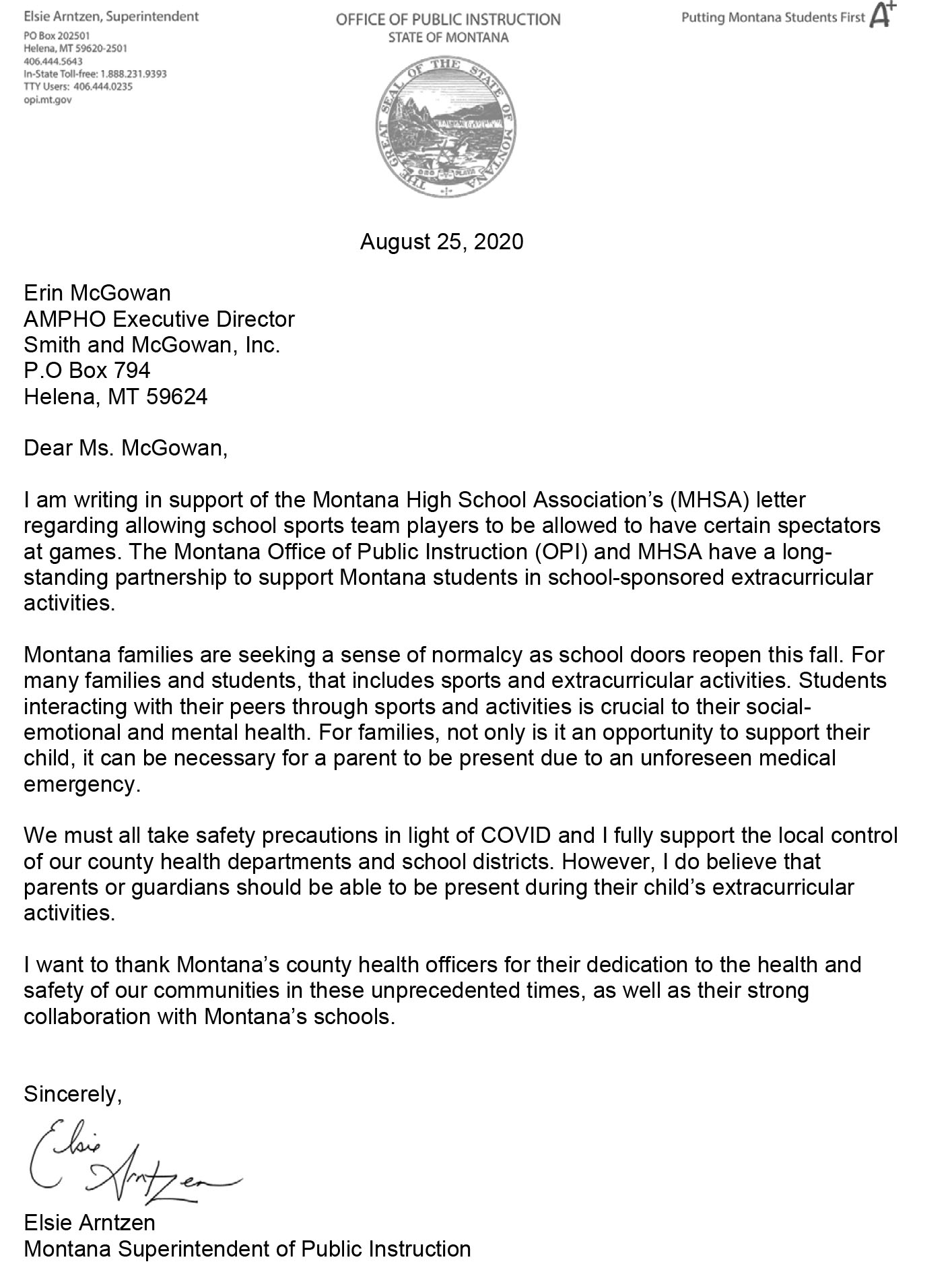 Superintendent of Public Instruction and MHSA Executive Director Advocate Parental Attendance to Sports Events