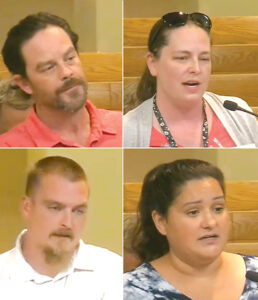 The disgruntled Dorothy Lane neighbors (from top left to bottom right): Wesley Dunn, Amber Dunn, Sean Callahan, Jacquelyn Garcia. (photos courtesy Community 7-TV)