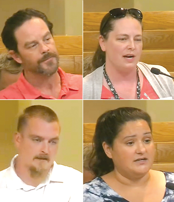 The disgruntled Dorothy Lane neighbors (from top left to bottom right): Wesley Dunn, Amber Dunn, Sean Callahan, Jacquelyn Garcia. (photos courtesy Community 7-TV)