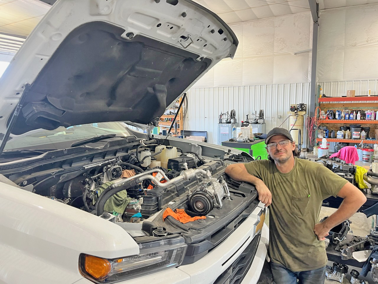 Jeff Anderson, owner of Can Do Diesel poses for a picture in preparation for the announcement of his diesel repair shop. (Jonathan McNiven Photo)